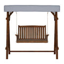 Gardeon Outdoor Wooden Swing Chair Garden Bench Canopy Cushion 2 Seater Charcoal