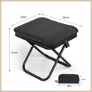 Black Premium 2-Piece Portable Folding Stool Set | Lightweight Compact Camping Chairs | Durable Outdoor Seats for Fishing, Picnics, and Hiking