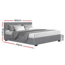 Artiss Bed Frame Queen Size Gas Lift Grey NINO