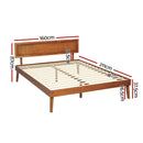 SPLAY Bed Frame Queen Size Wooden Bed Base Walnut
